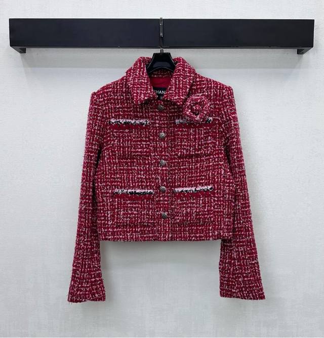 Chane*2025 New Arrival: Collared Brooch Woven Dress Jacket, Custom Made with Imp