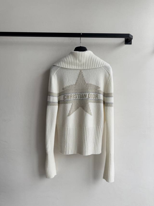 Dio* 25Fw Skiing Alps Series Platinum Lucky Star Zipper Collar Knit Cardigan | E