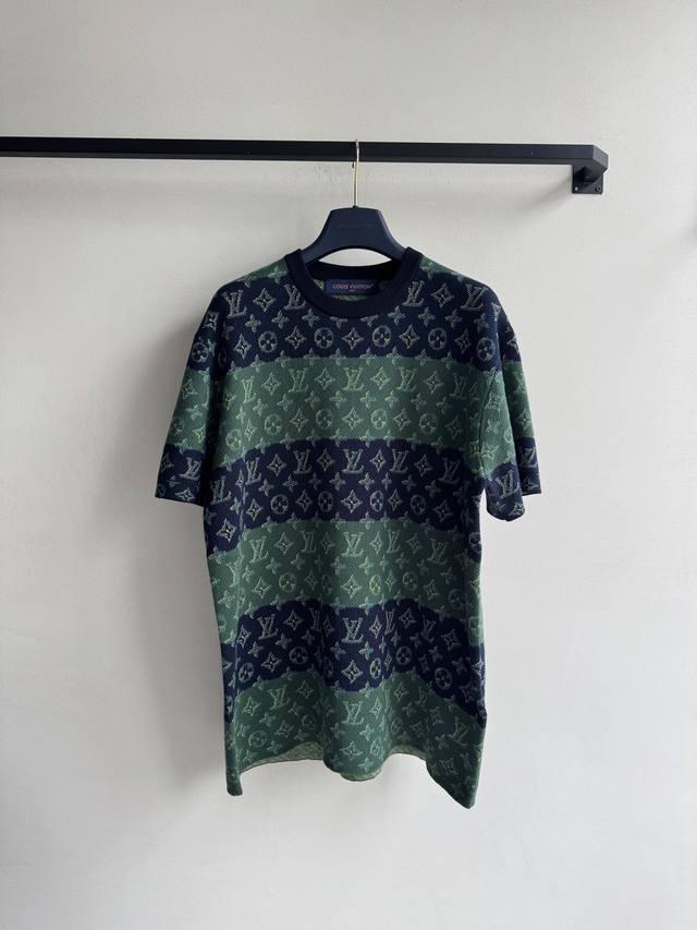 Louisvuitto* New Arrival, Jacquard Logo Knit Short-Sleeve Casual Loose Fit ~ Uni