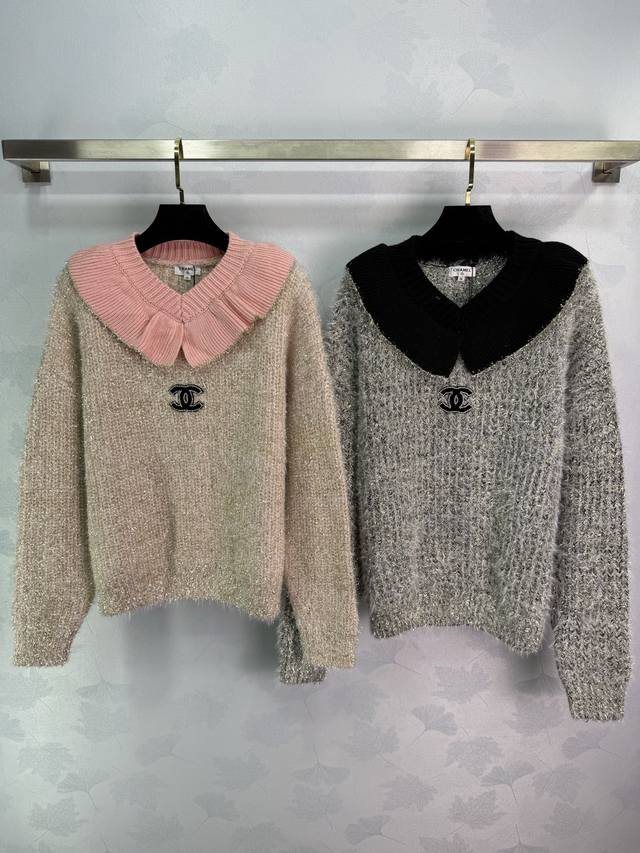 Ch*25 Autumn/Winter New Knitted Peter Pan Collar Sweater, Soft Blend Material, S