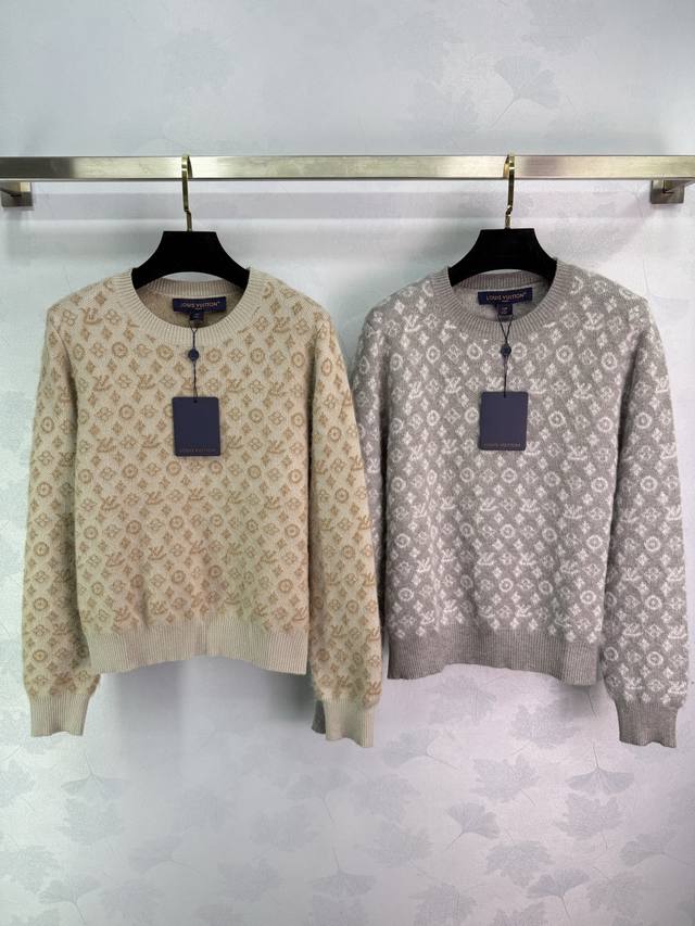 Lou*2025 Early Autumn New Round Neck Jacquard Knit Top, Custom Yb Wool Yarn, Del