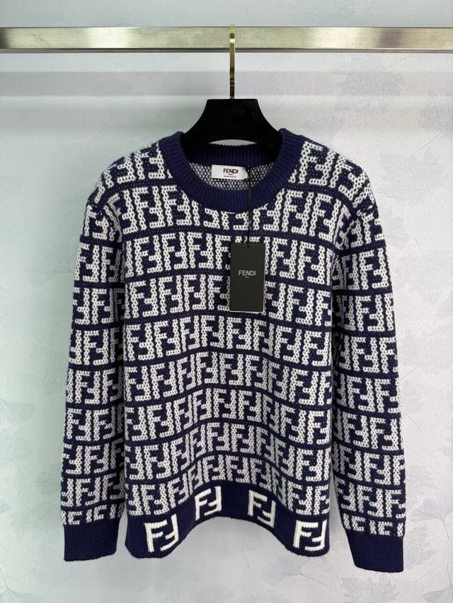 Fe* 2025 Early Autumn New Round Neck Letter Jacquard Knit Pullover Sweater! Made