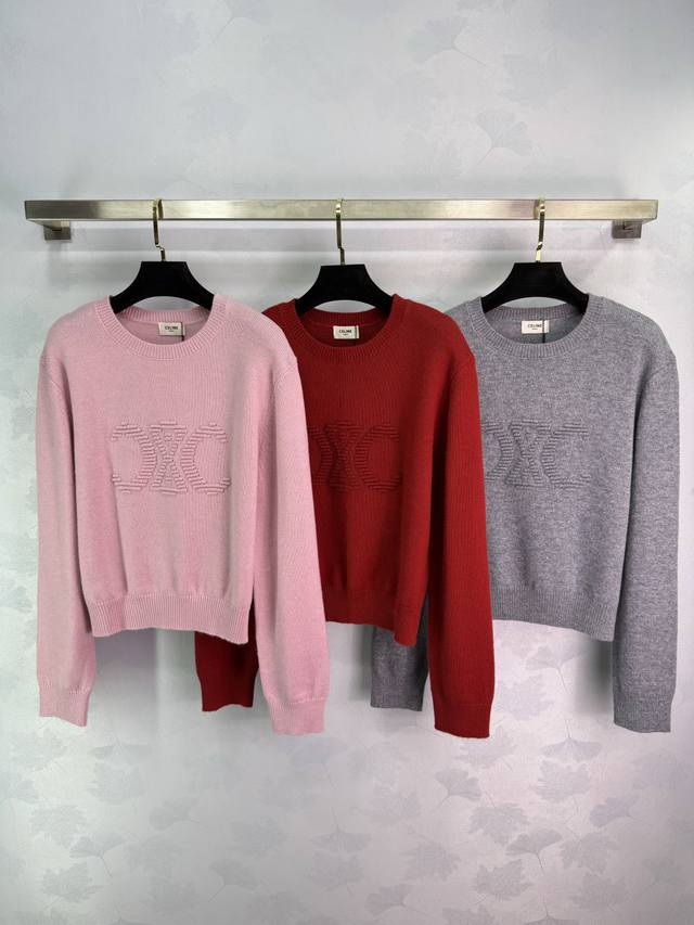 Ce*25 Autumn/Winter New Knit Sweater with Letter Jacquard Design on Chest. Soft