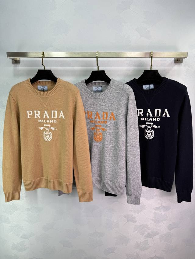 prad*25 Early Autumn New Knitted Round Neck Pullover Long Sleeve Classic Color B