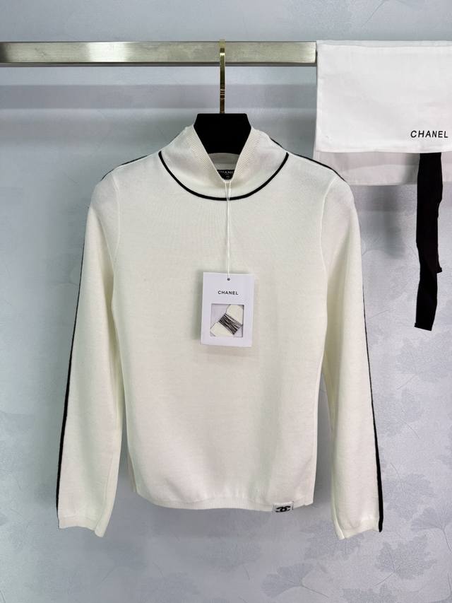 Ch*25 Autumn/Winter New Arrival: Color-blocked Trim Double C Logo Intarsia Knit