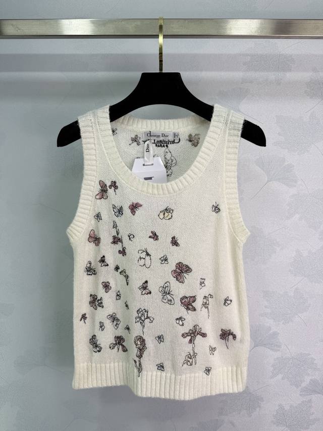 Dio*25 Autumn/Winter New Butterfly Embroidered Vest. Heavy-duty 3D butterfly emb