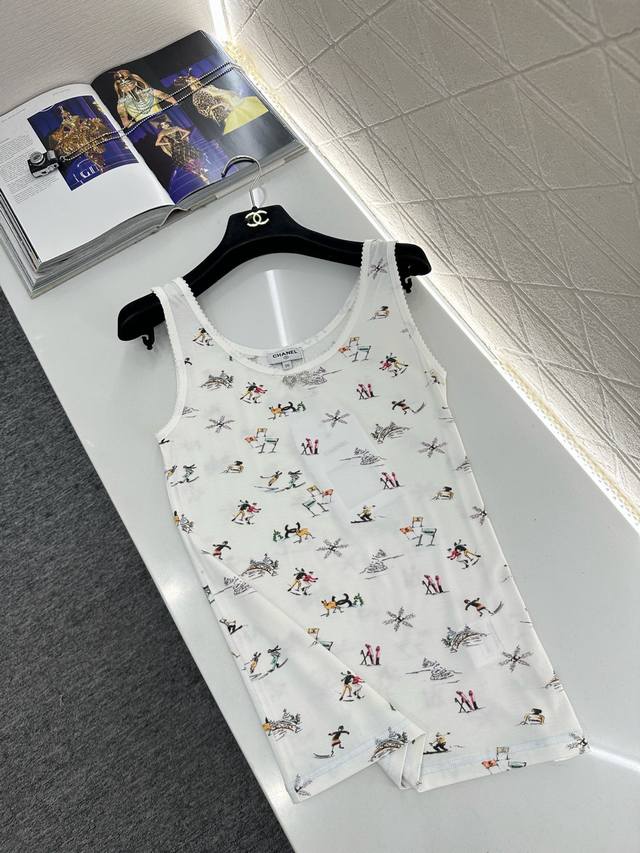 Chane* 2025 New Arrival Crew Neck Printed Vest 25Coco Ski Series# Custom Yb silk