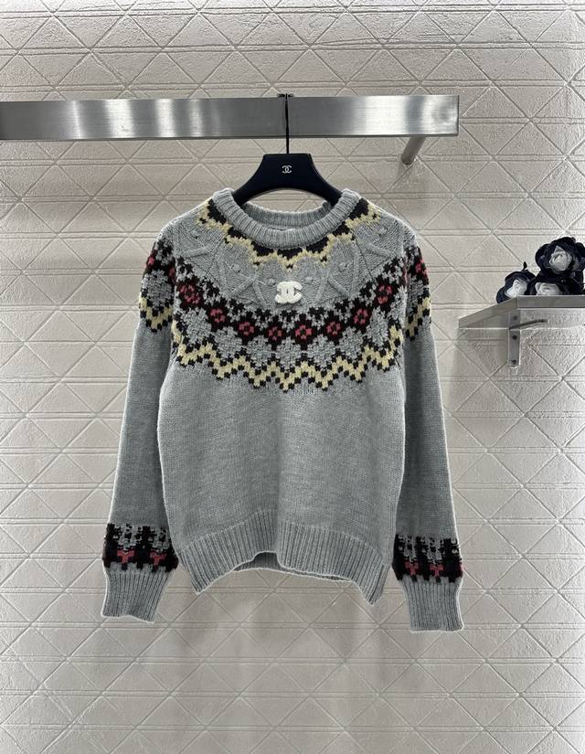 Chane* 2025 New Arrival Heavy-duty Crochet Crew Neck Pullover Sweater 25Coco Chr