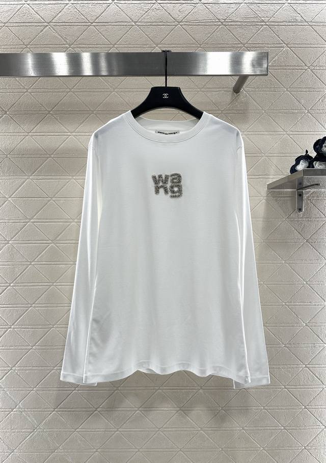 Alexander Wan* 2025 New Arrival Rhinestone Beaded Crew Neck Long Sleeve Top Made