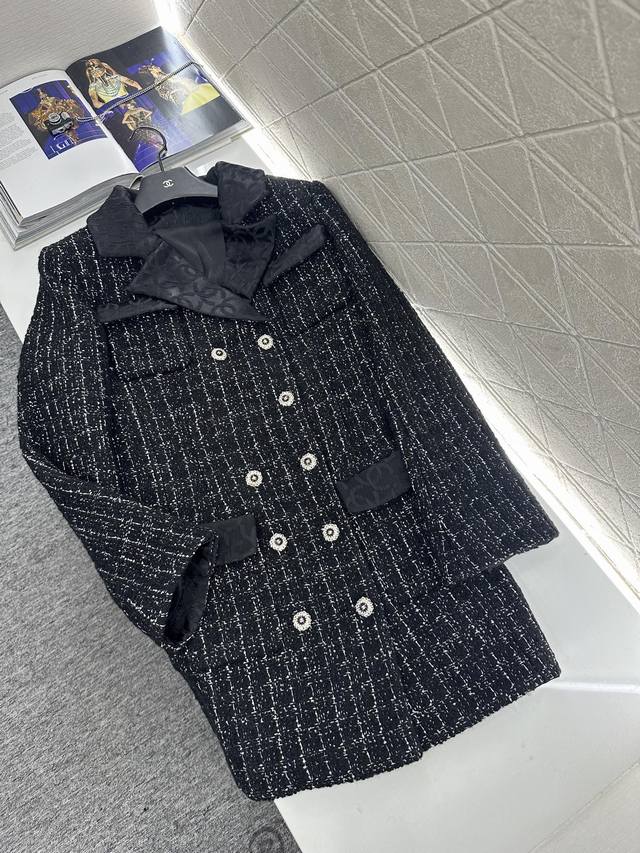 Chane*2025 New Arrival Tweed Collared Dress Coat Custom Yb Imported coarse cashm
