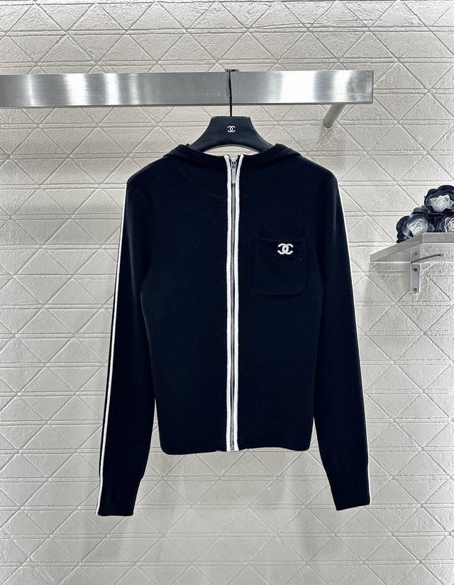 Chane*2025 New Arrival Hooded Knit Zip-Up Jacket 25Coco Ski Series# Custom Yb wo