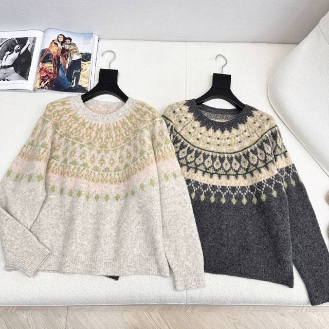 Lp30Ss Autumn/Winter Newest Fair Isle Crew Neck Sweater, relaxed and loose fit,