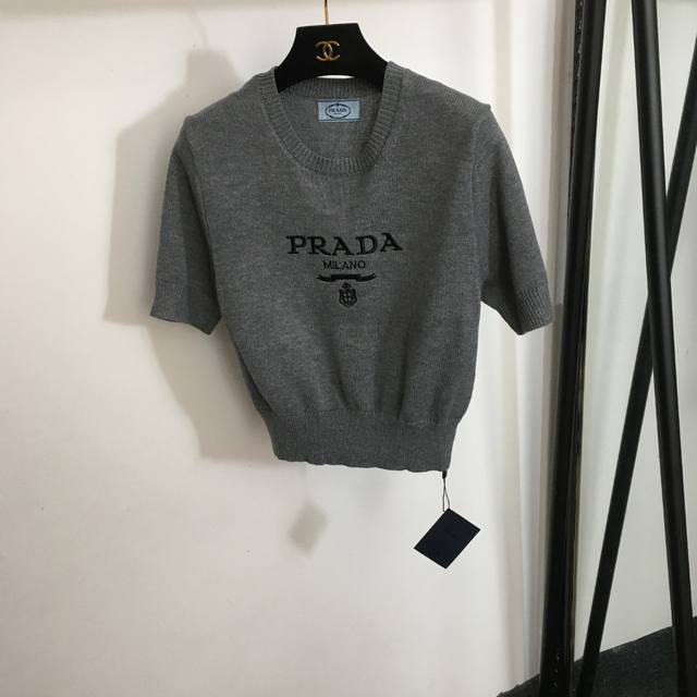 Style No. 7809 prad* New style crew neck short-sleeved pullover knit sweater wi