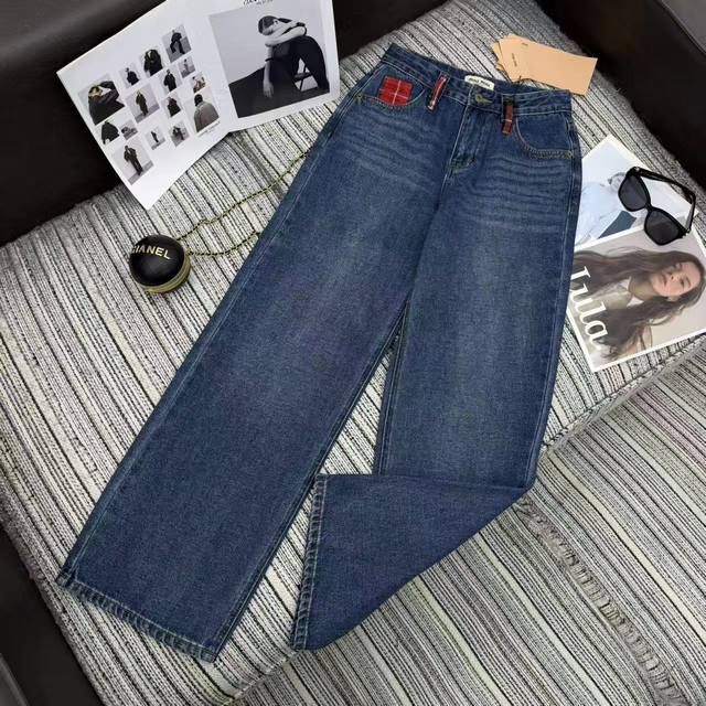 Highly recommend Miu's new 2025 early autumn collection plaid pocket straight-l