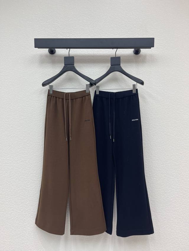 Miu Mi*25 New Drawstring Elastic Waist Casual Pants High-quality fabric, soft, d