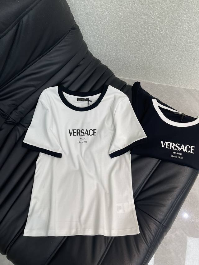 Ver*26 Early Spring New Color Block Collar Letter Print Short Sleeve T-Shirt Mer