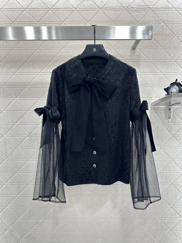 Chane*2025 New Arrival Round Neck Jacquard Bow-Trimmed Top Custom Yb Imported Sa