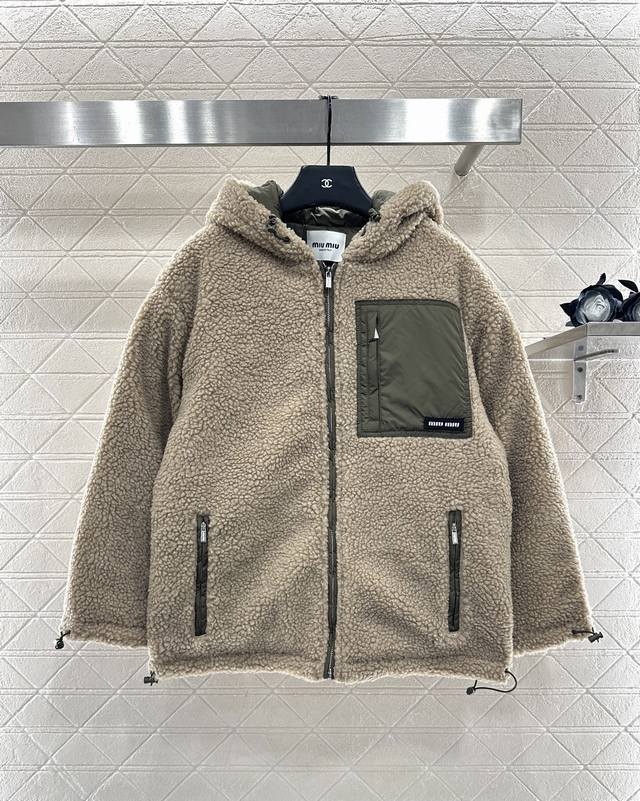 Miumi*2025 New Arrival Hooded Teddy Lambswool Down Jacket Custom Yb Teddy lambsw