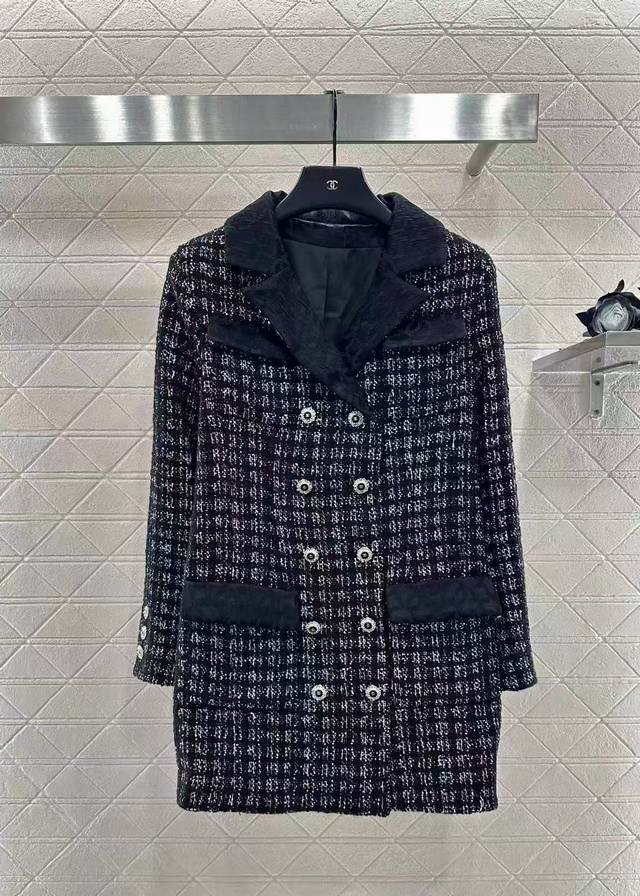 Chane*2025 New Arrival Tweed Collared Dress Coat Custom Yb Imported coarse cashm