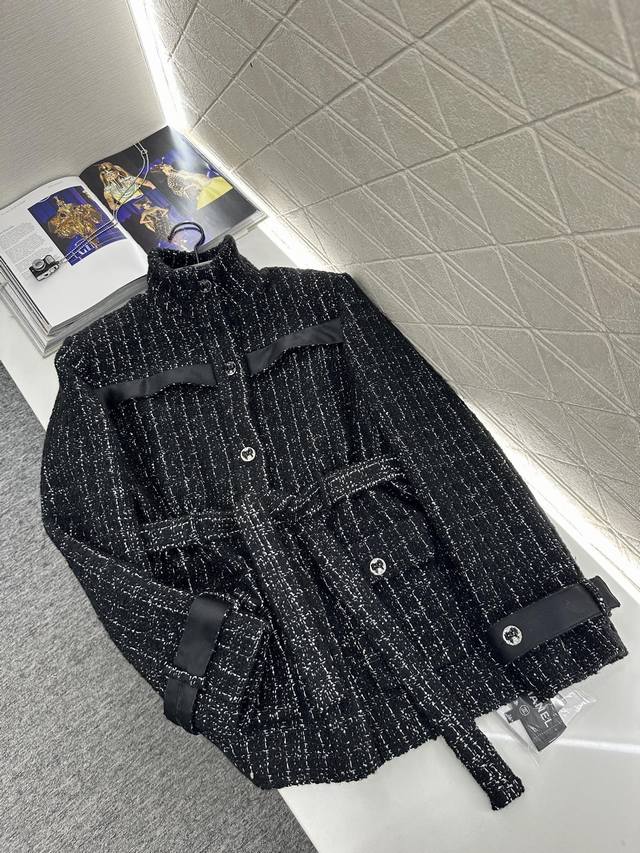 Chane*2025 New Arrival Woven Belt Dress Coat Custom Yb Imported coarse wool fabr