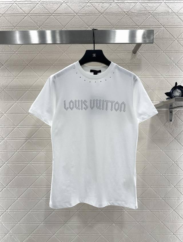 Louis Vuitto*2025 New Arrival Ironed Studded Short-Sleeve T-Shirt Made of custom