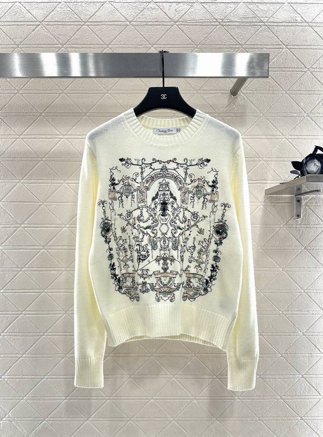 Dio*2025 New Arrival Embroidered Knit Pullover Sweater Made with custom Yb silk