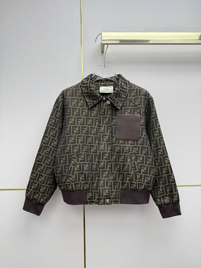 Fend* 25Ss Autumn/Winter New Lapel Jacket, Double F Monogram Jacquard Quilted Fa