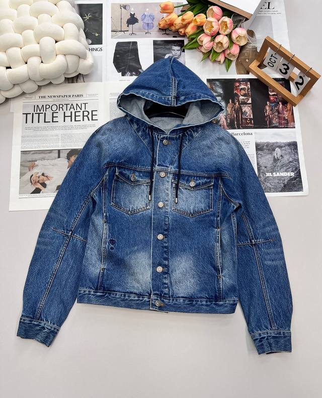 Dior 2025 New Letter Embroidery Hooded Denim Jacket, Custom Yb Twill Cotton Deni