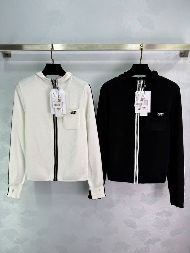 Ch*25 Ski Season Zip-Up Sweater, black and white color-block design, lightweight