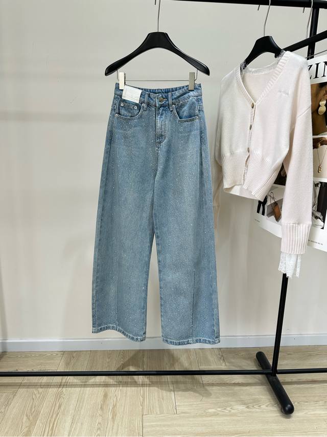 Ann Light Blue Rhinestone-Filmed Denim Jeans ., Fabric: Denim Cotton Color: Ligh