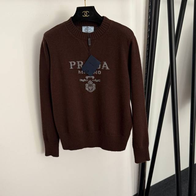 Style No. 20257408 prad* New color-blocked logo letter pullover long-sleeved wo