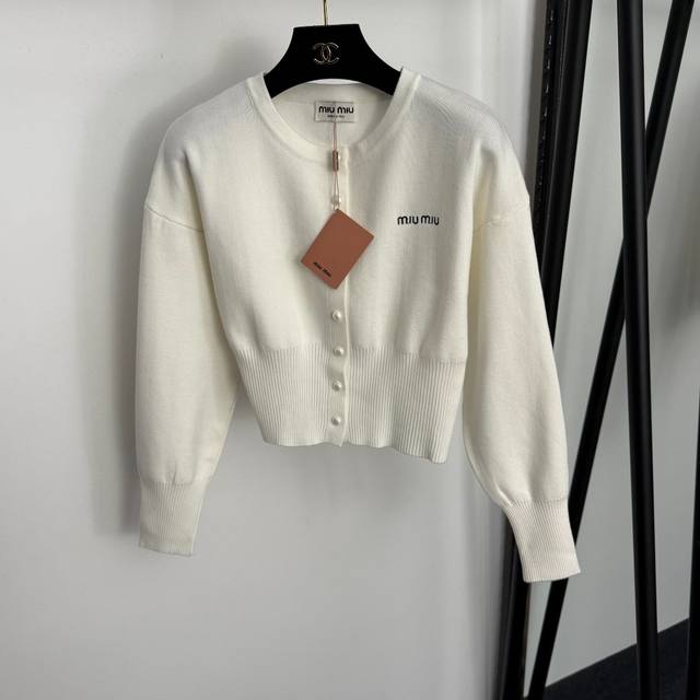 Style No. 20257399 Miumi* New Logo Embroidered Letter Slim Fit Long Sleeve Knit