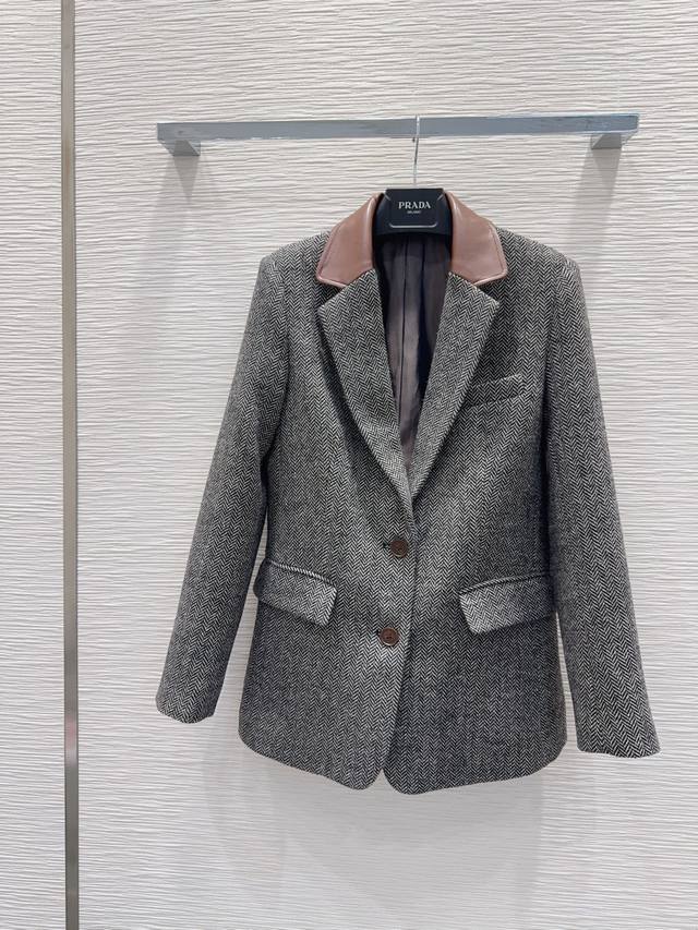 prad* 2025Fw New Style Simple and Elegant Suit Jacket. Made of very high-quality