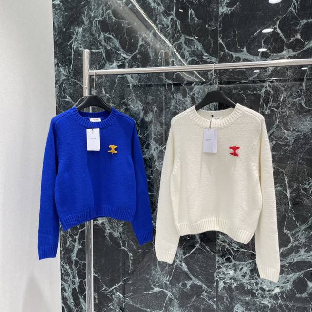 Ce 25 Autumn/Winter New Arrival: Crew Neck Sweater with Contrasting Color Pin Lo