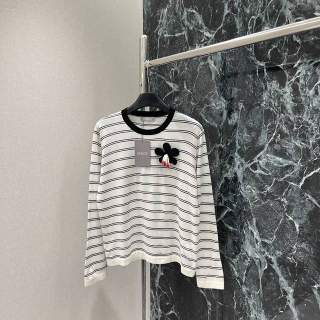 Erdo 2025 Autumn/Winter New Classic Striped Sweater: Black and white stripes wit