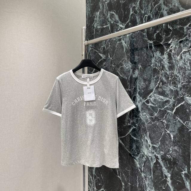 D brand's 2025 Fall/Winter new printed crew neck short-sleeved T-shirt with whi