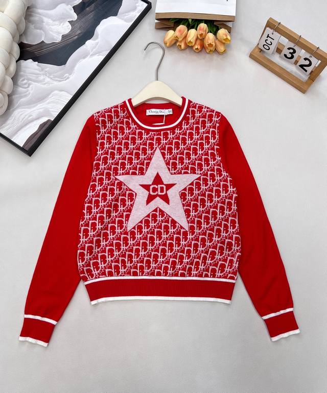 Dior 25Fw Lucky Star Patchwork Knit Sweater - A new Dior collection item, knitte