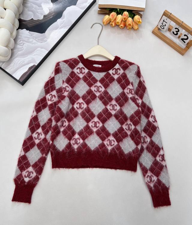 Chanel Quilted Logo Mohair Red Pullover Sweater This one resonates with me aesth