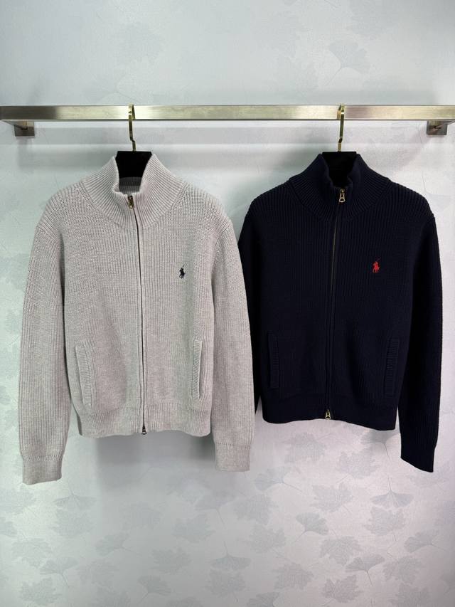 po*25 Autumn/Winter Stand Collar Zipper Knit Cardigan. Soft and comfortable fabr