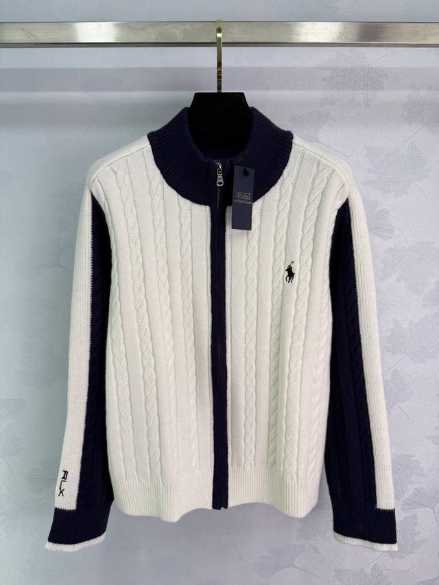 po*2025 Autumn/Winter New Color-Blocked Stand Collar Baseball Cardigan! Made wit