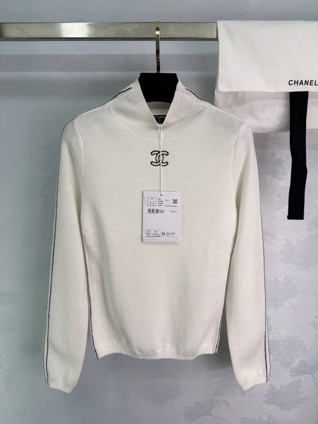 Ch*2025 New High-Neck Knitted Pullover Sweater, 25Coco Ski Series# Custom Yb woo