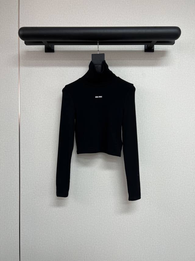 High-quality Miu Miu 2025 Autumn/Winter New Short Fit Long Sleeve Turtleneck Ba