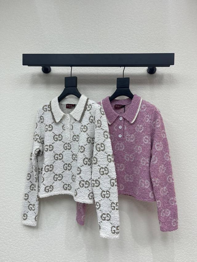 Gucc*25 Autumn/Winter New Arrival: Textured Jacquard Knit Top. Made with custom