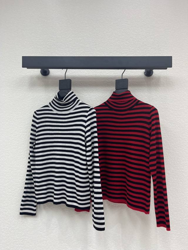 Val*25 Autumn/Winter New High-Neck Striped Knit Long-Sleeve Base Layer Top! Cust