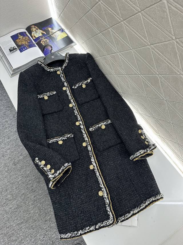 Chane*2025 New Arrival Round Neck Tied Knitted Long Coat Custom Yb Imported Coar