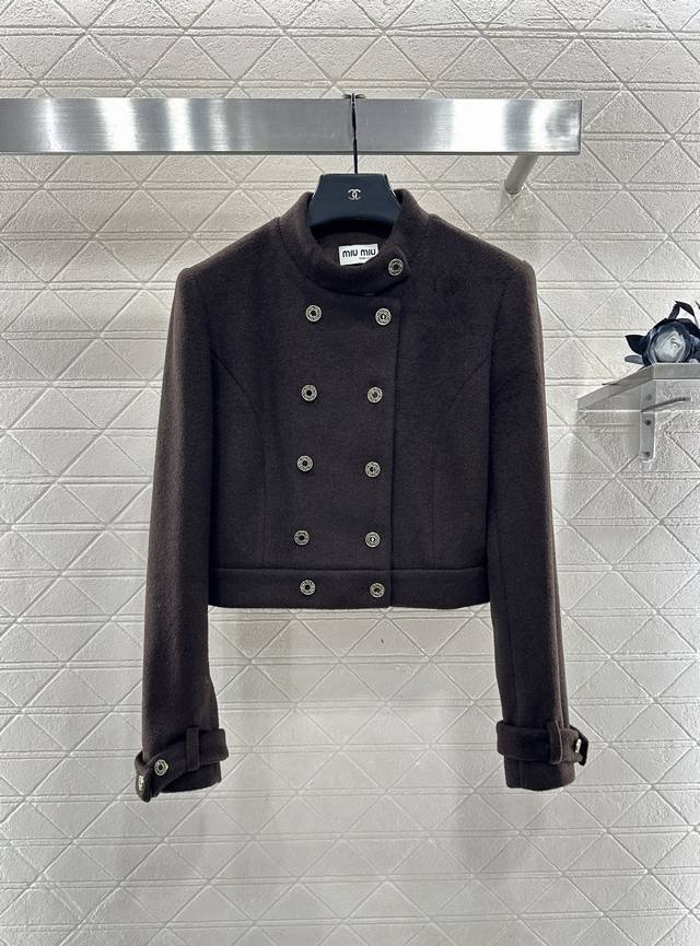 Miumi*2025 New Arrival Stand Collar Jacket and Pants Set Custom-made imported ra