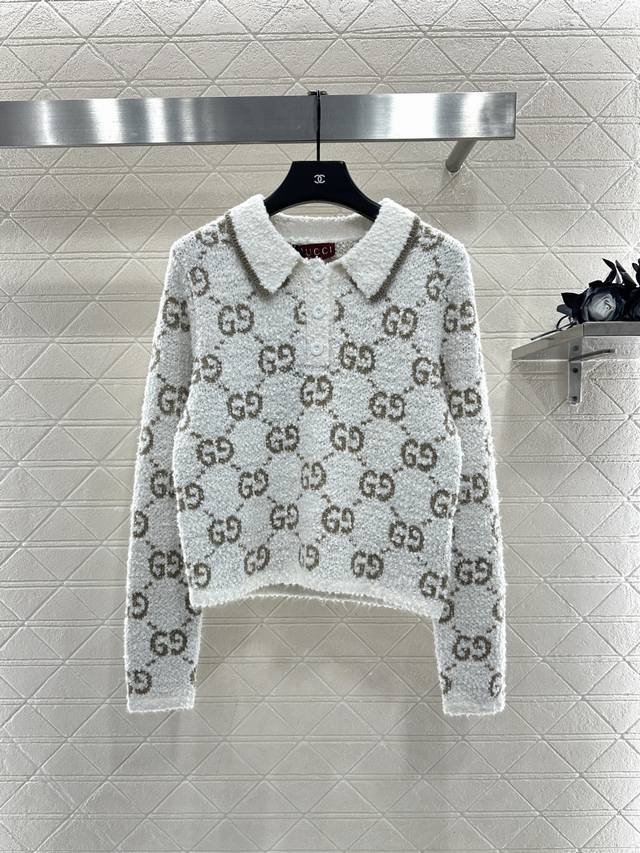 Gucc*2025 New Arrival Jacquard Knit Top Made with custom Yb wool yarn, featuring