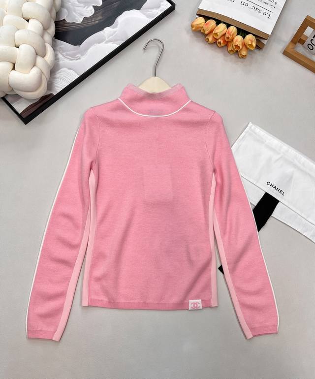 Chanel 2025 New High-Neck Knit Pullover Sweater, 25Coco Ski Collection# Crafted