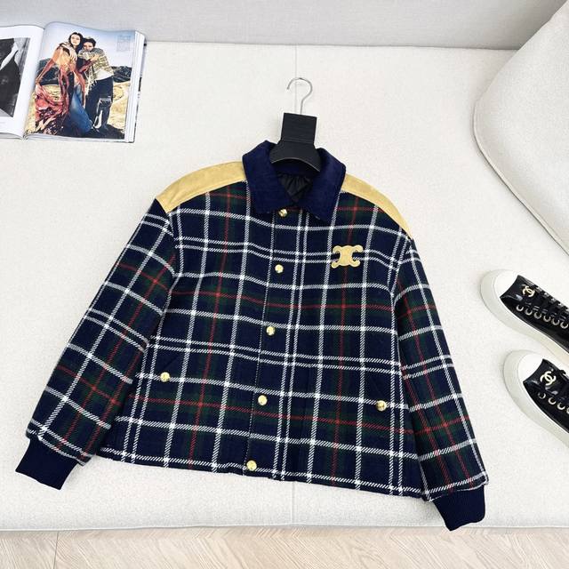 Hot Selling Item Recommendation Ce 25Ss Autumn/Winter Newest Retro Plaid Patchwo