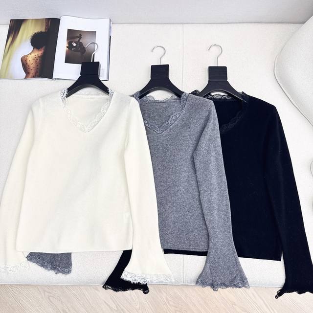 Essential for everyone: Es 25Ss Autumn/Winter Newest Patchwork Lace Design V-nec